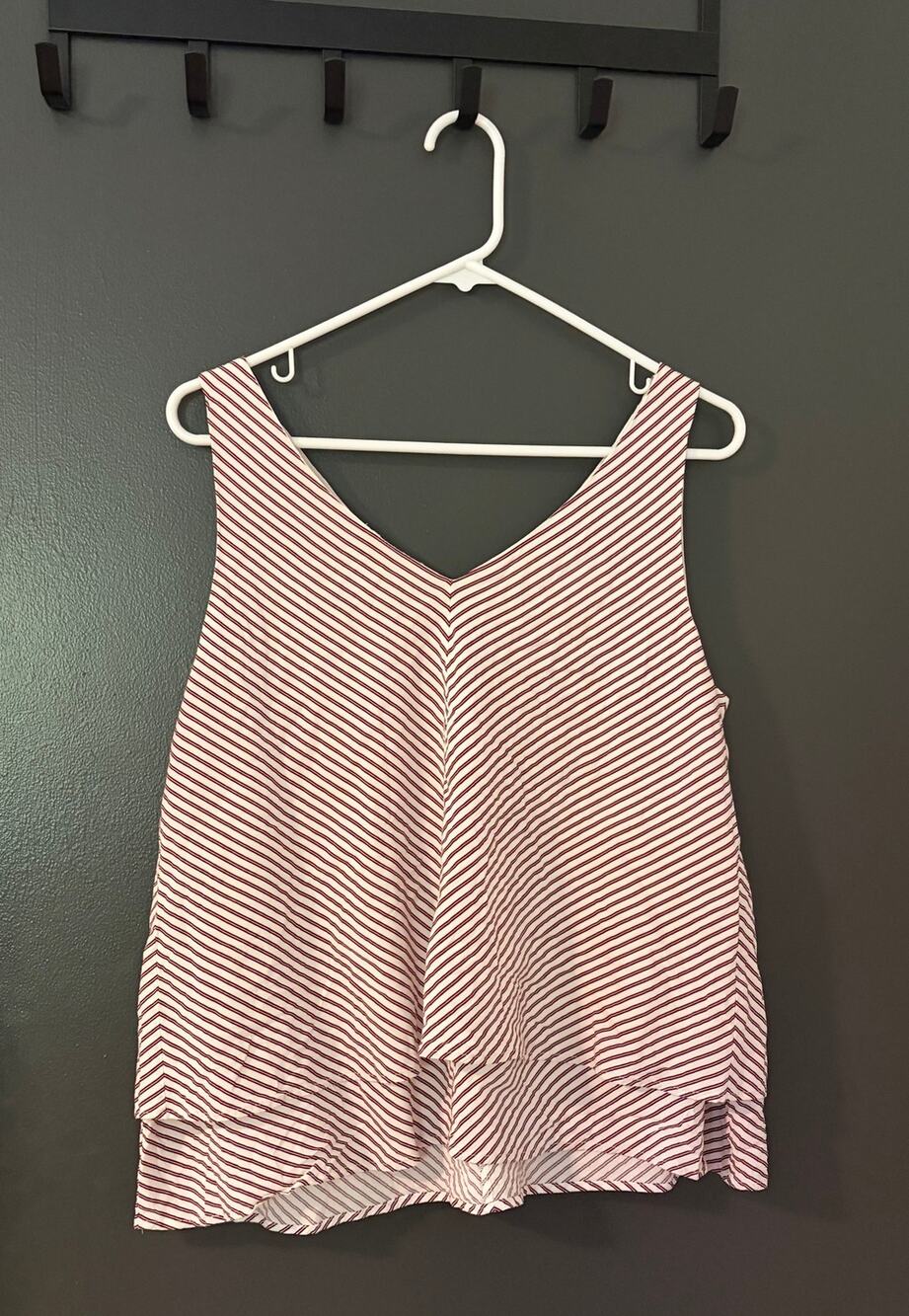 Loft Red and White Striped Tank Top Blouse